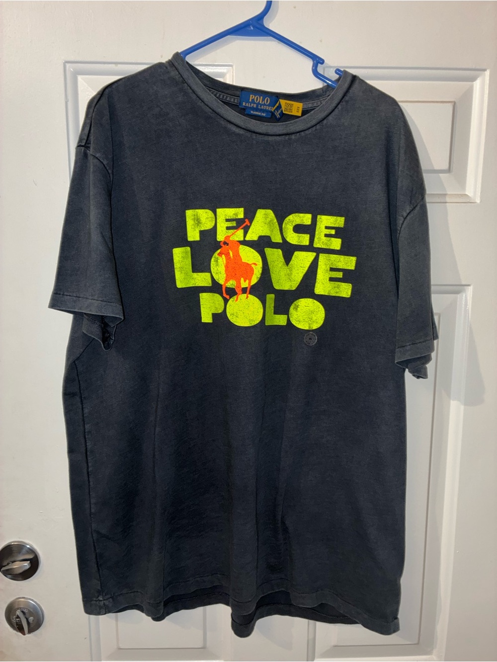 Polo by Ralph Lauren Black Short-Sleeve Tee with Neon Yellow & Orange Graphic